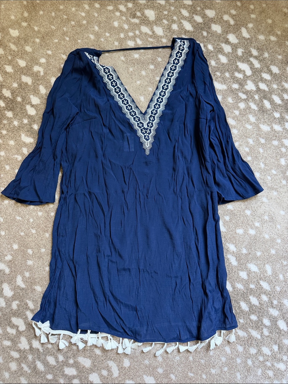 Kona Sol Navy V-Neck Beach Tunic Swim Coverup